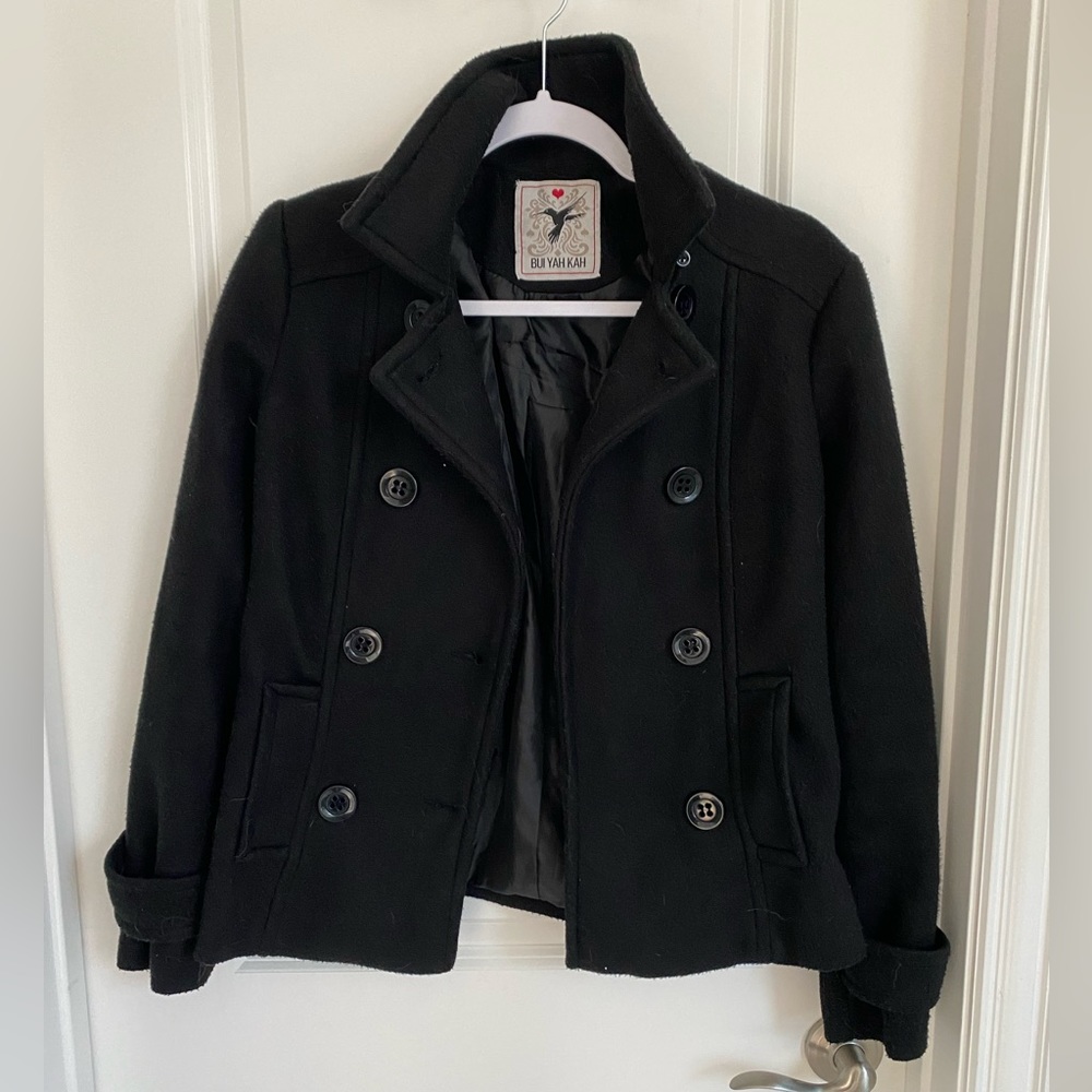 Bui-Yah-Kah black pea coat. XS
